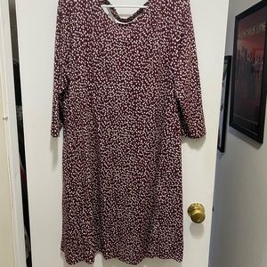 NWOT LOFT a-line burgundy stretchy knee-length dress